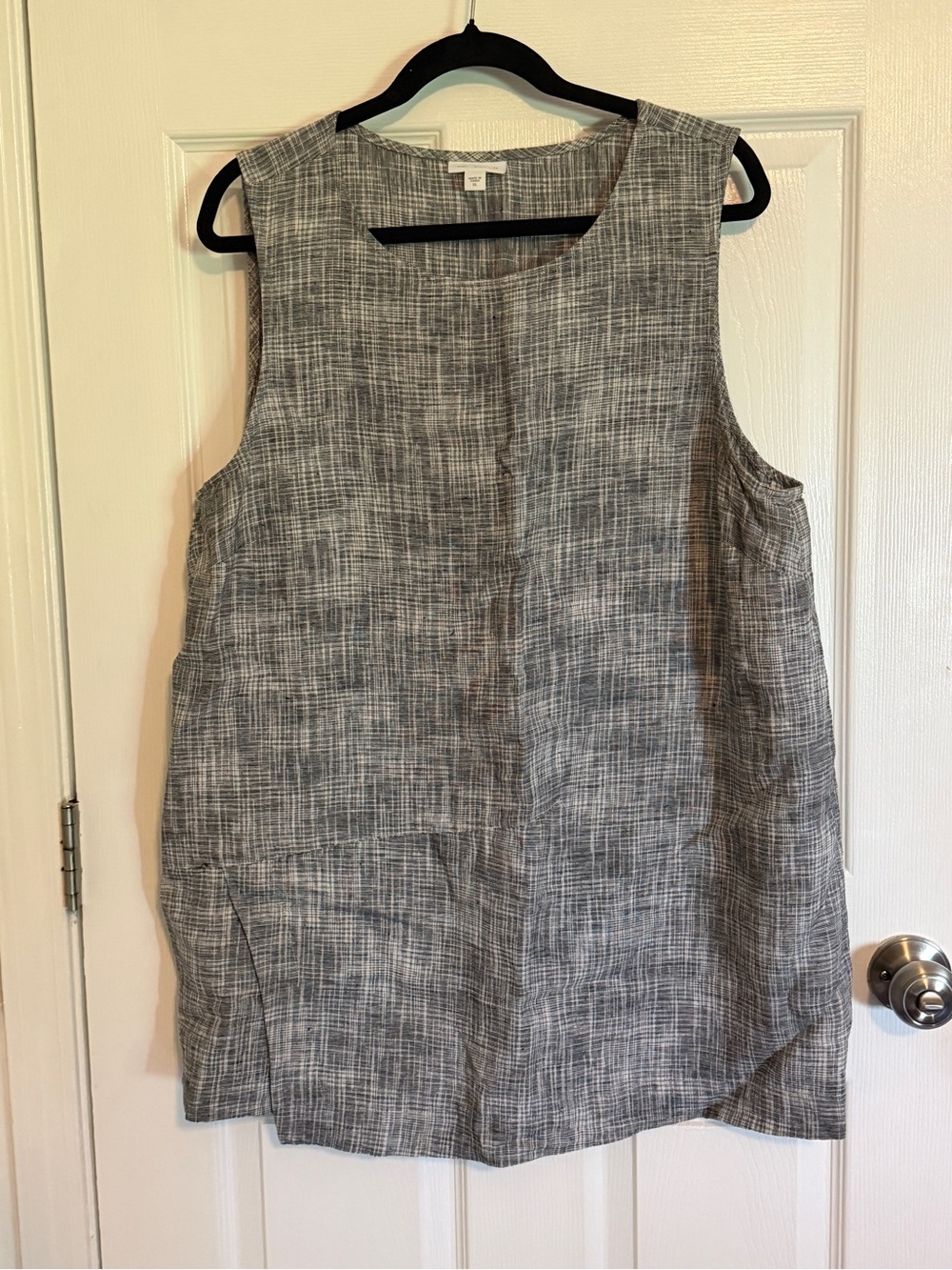 J. Jill Grey Crosshatch Linen-Blend Sleeveless Tunic - Picture 4 of 4